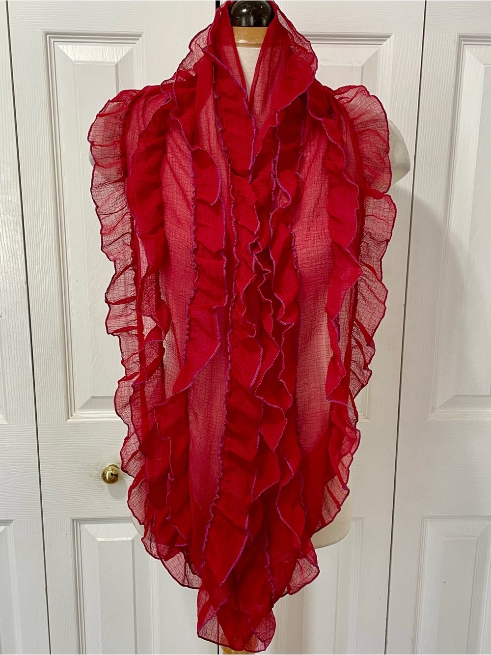 Betsey Johnson Hot Pink Sheer Ruffled Scarf